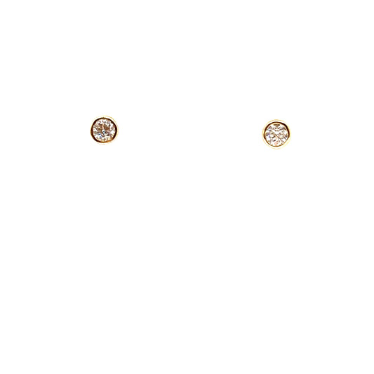 18ct Yellow Gold Rubover Bezel Set 0.40ct Round Brilliant Diamond Earrings