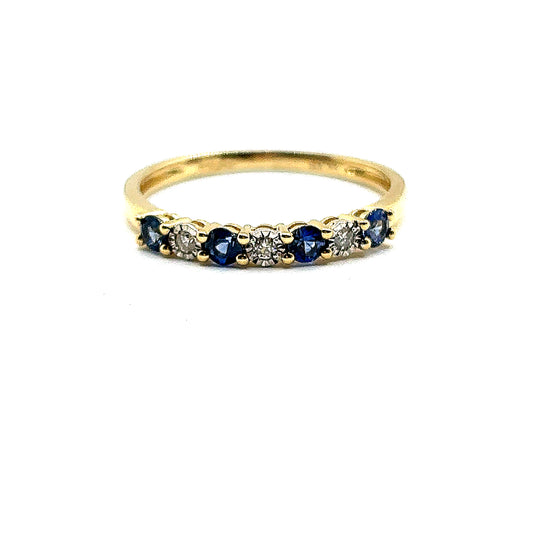 Sapphire and Diamond 7 Stone Yellow Gold Eternity Ring