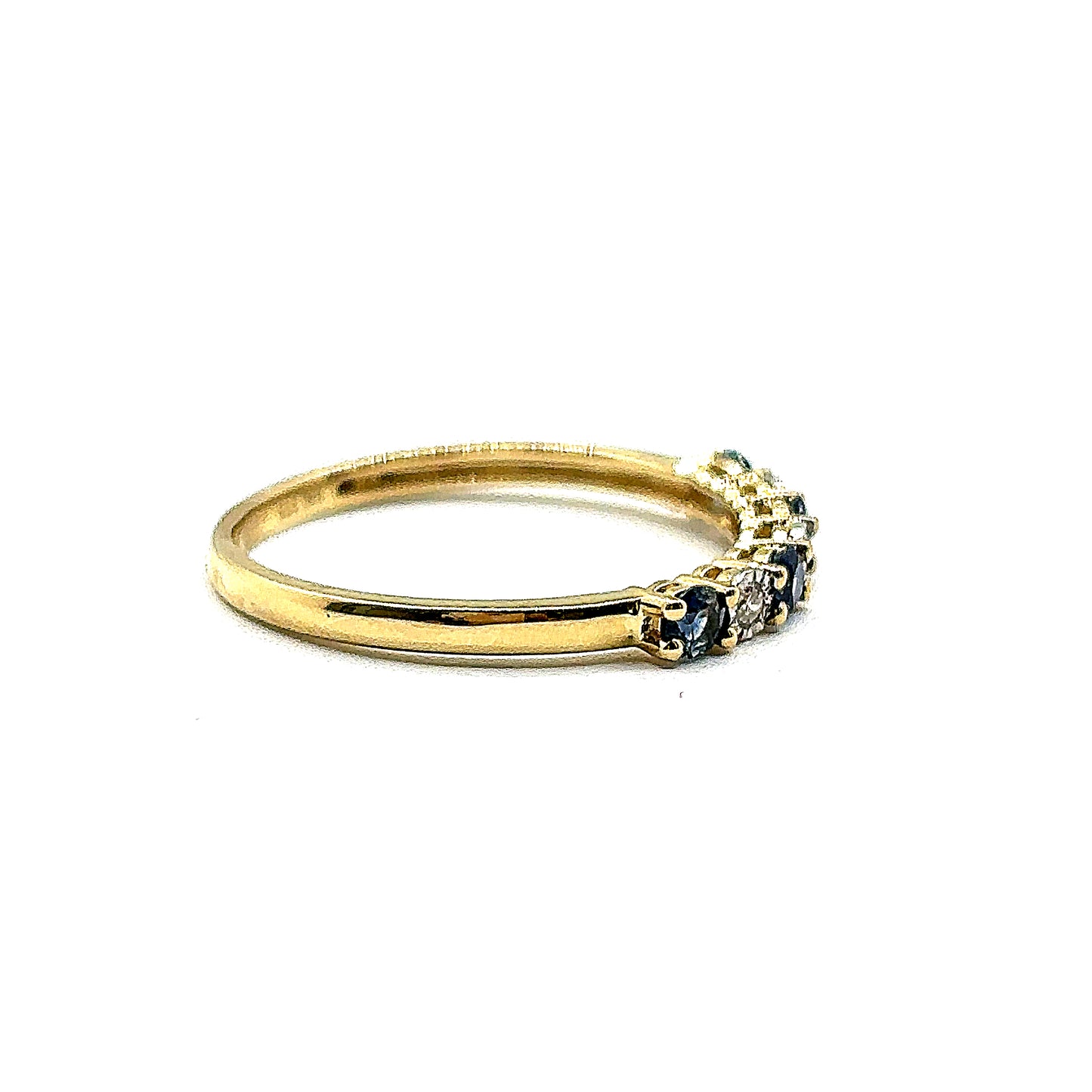 Sapphire and Diamond 7 Stone Yellow Gold Eternity Ring
