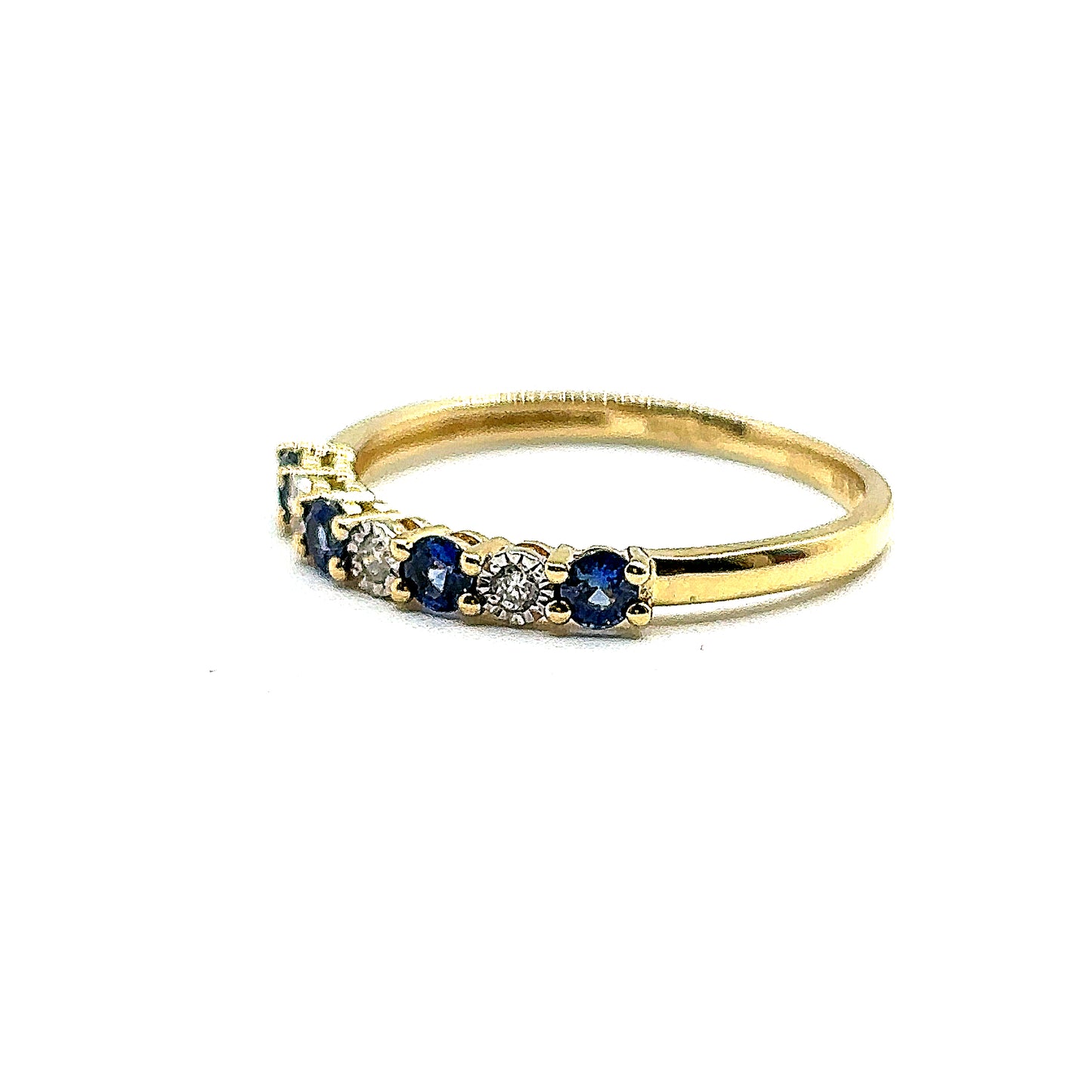 Sapphire and Diamond 7 Stone Yellow Gold Eternity Ring