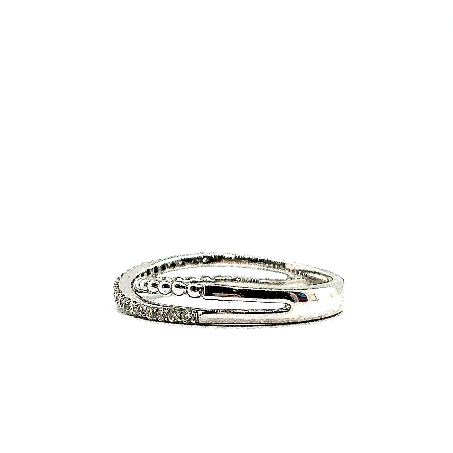 Diamond and 18ct White Gold Beaded, Crossover Ring