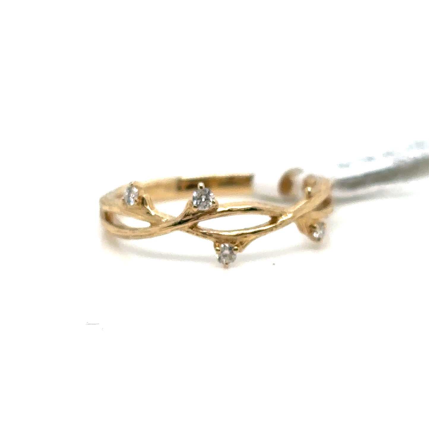 Diamond and 14ct Gold Natural Bark Detail Ring