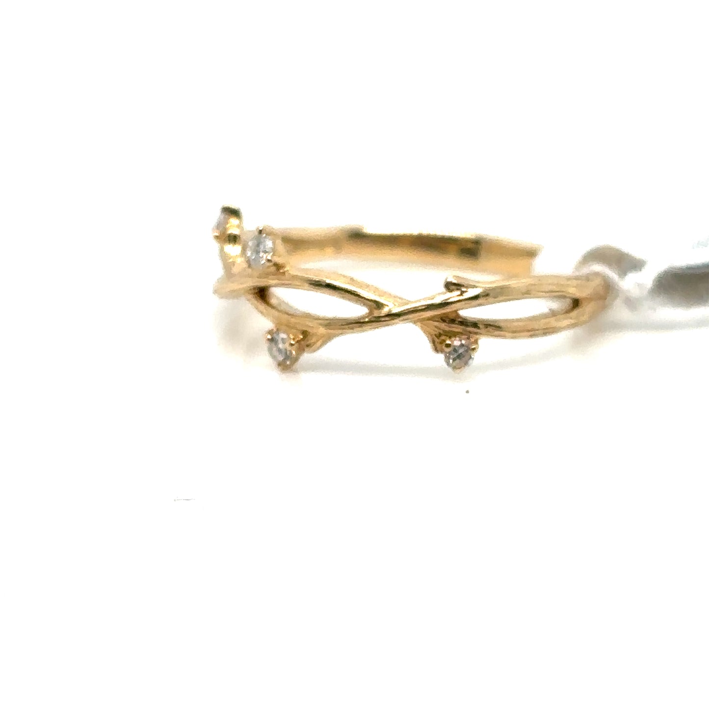 Diamond and 14ct Gold Natural Bark Detail Ring