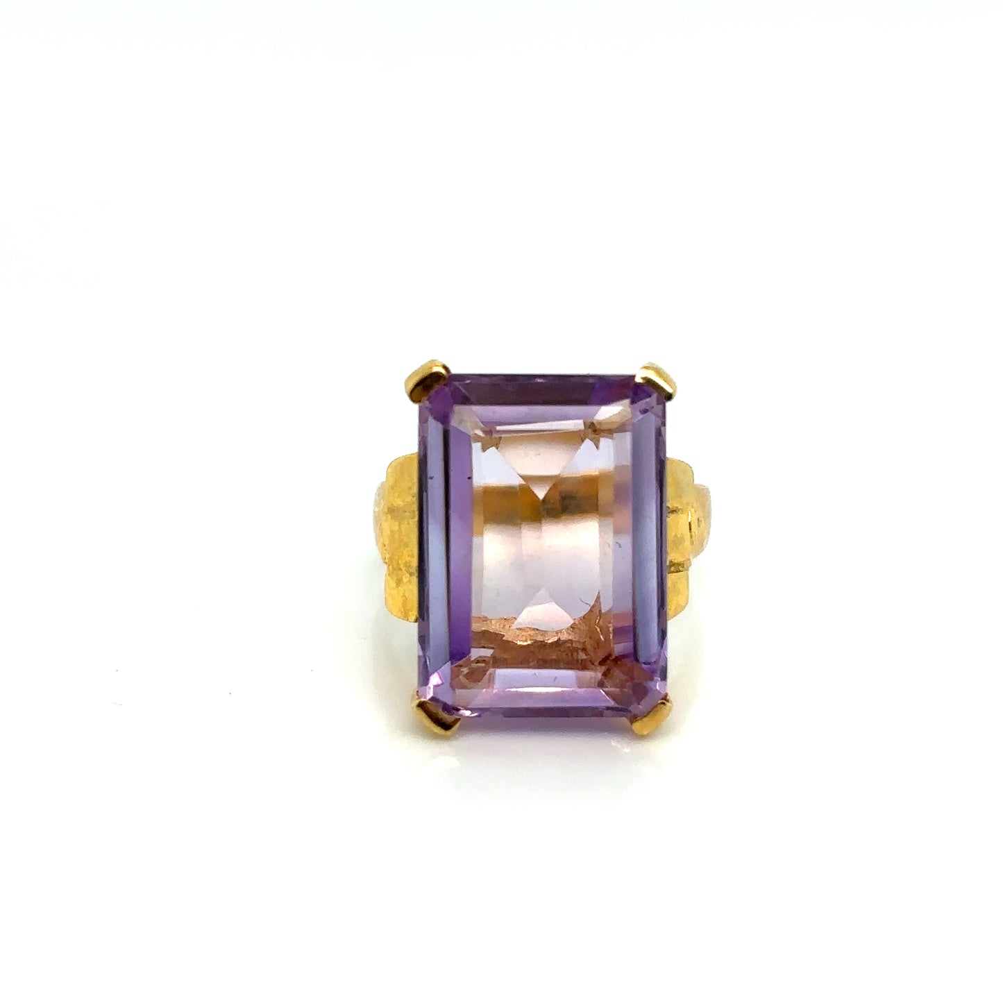 Emerald Cut Purple Amethyst Reign, 18ct Gold Vermeil Cocktail Ring