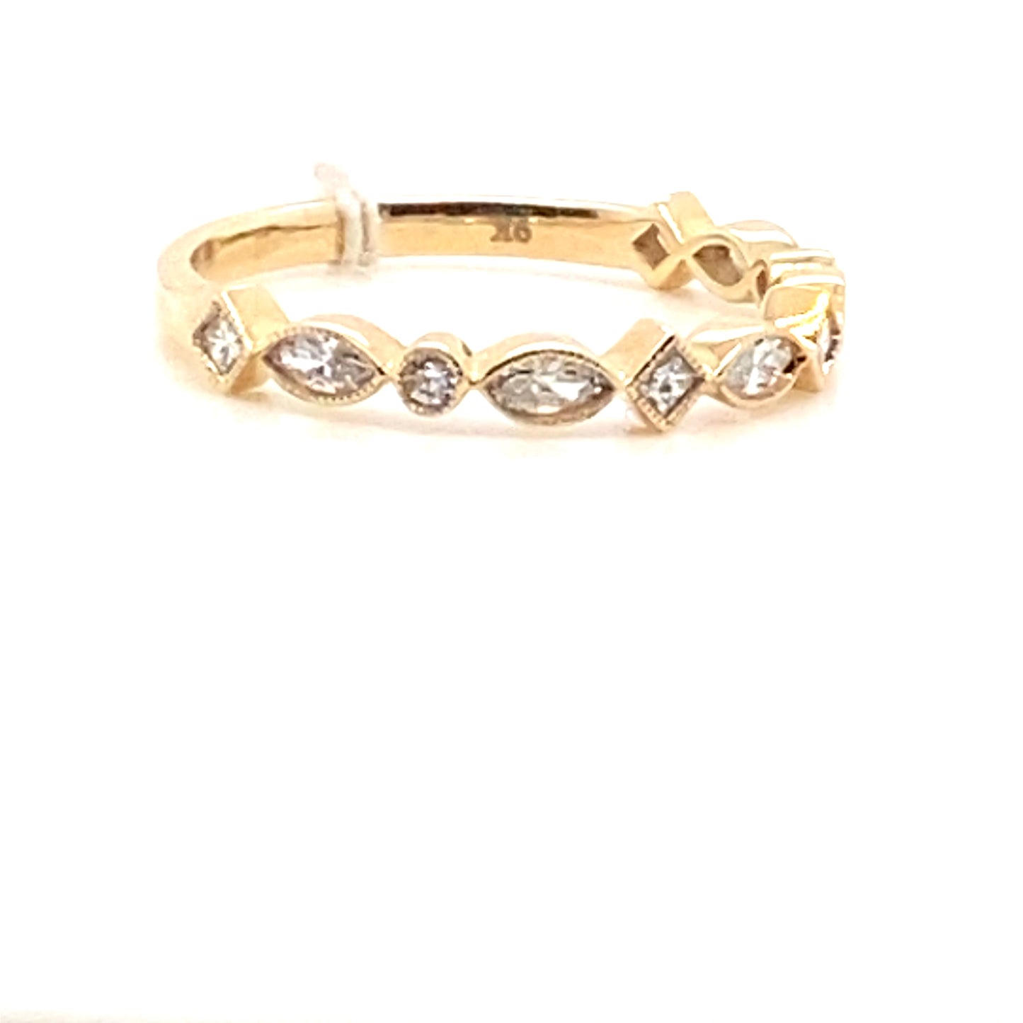 Round Brilliant, Princess and Marquise Cut Diamond, 9ct Yellow Gold Half Eternity Ring