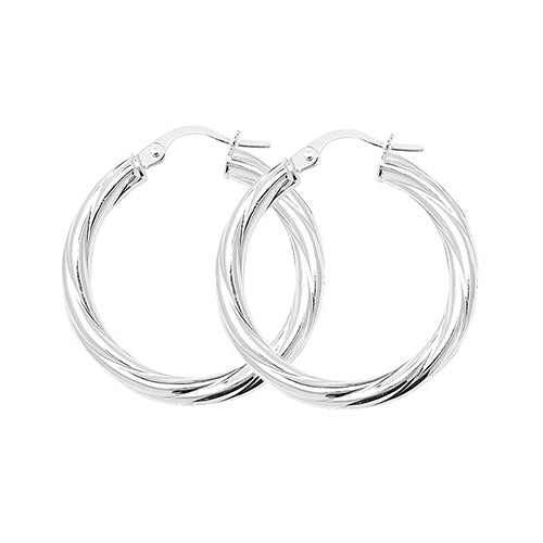 Small Silver Twisted Hoop Earrings