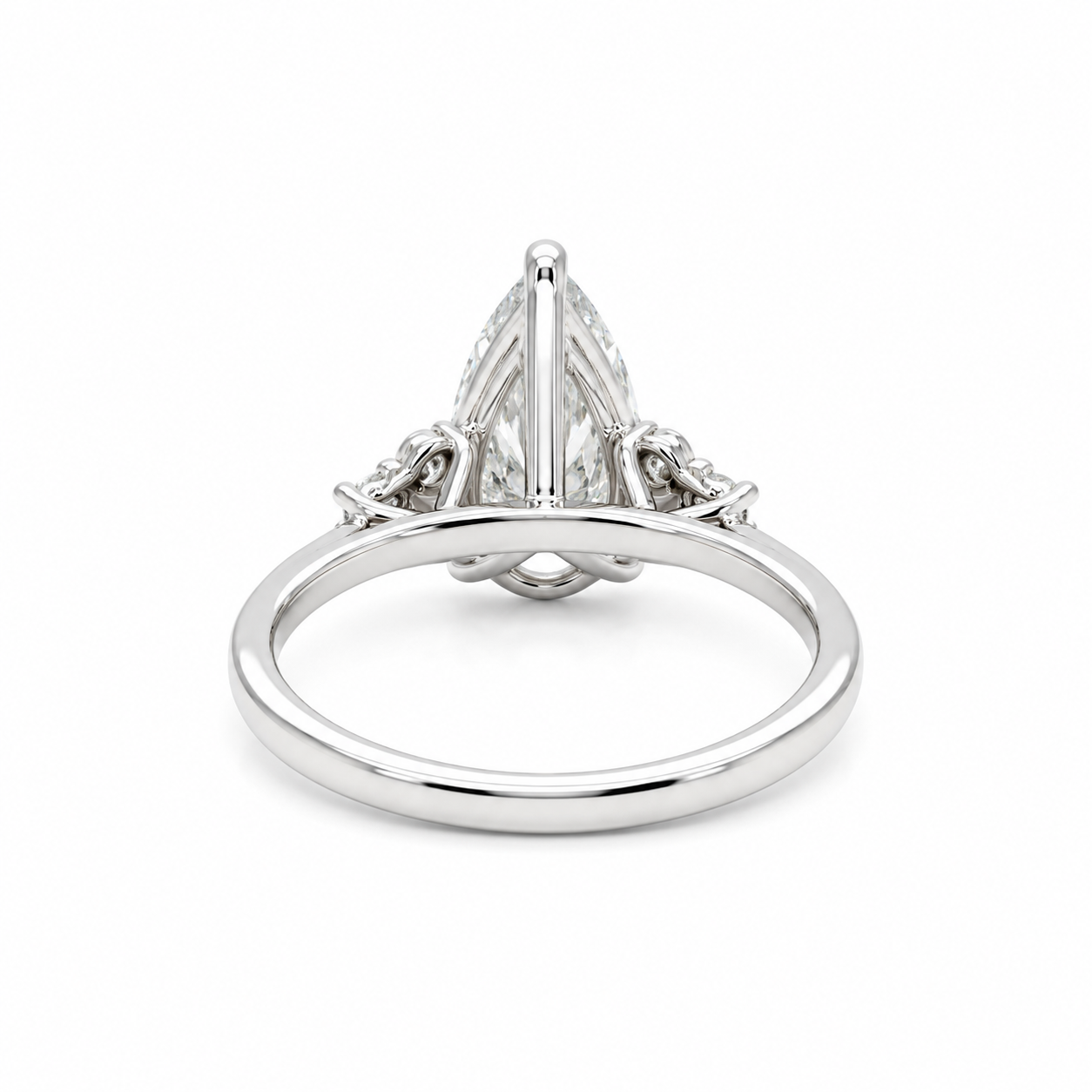 Trefoil Style Ring With 2.06ct Pear Cut Diamond in Platinum