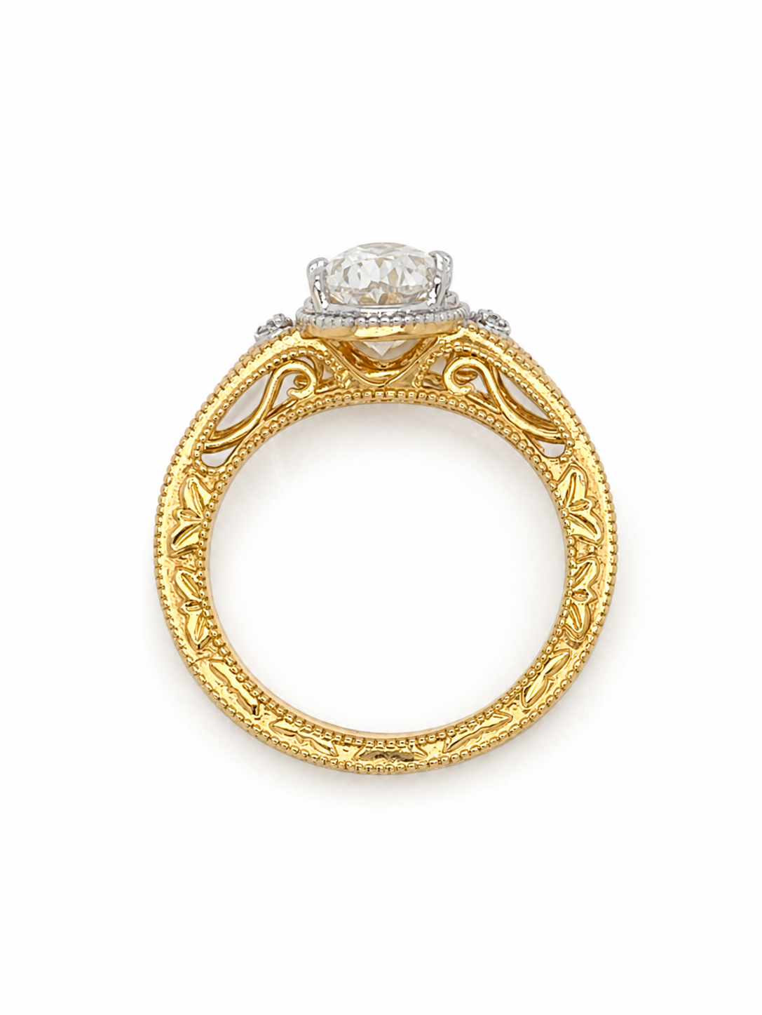 Fancy Vintage Style Ring with 2.50cts Oval Cut Diamond