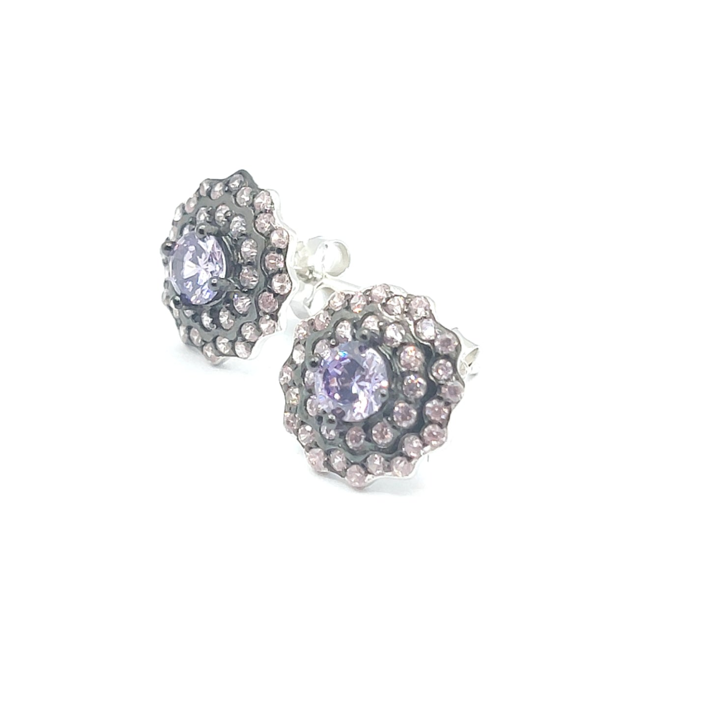 925 Amethyst Cubic Zirconia Stud Earrings