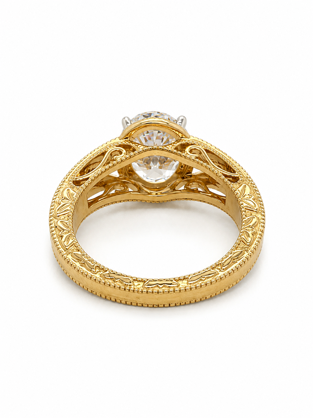 Fancy Vintage Style Ring with 2.50cts Oval Cut Diamond