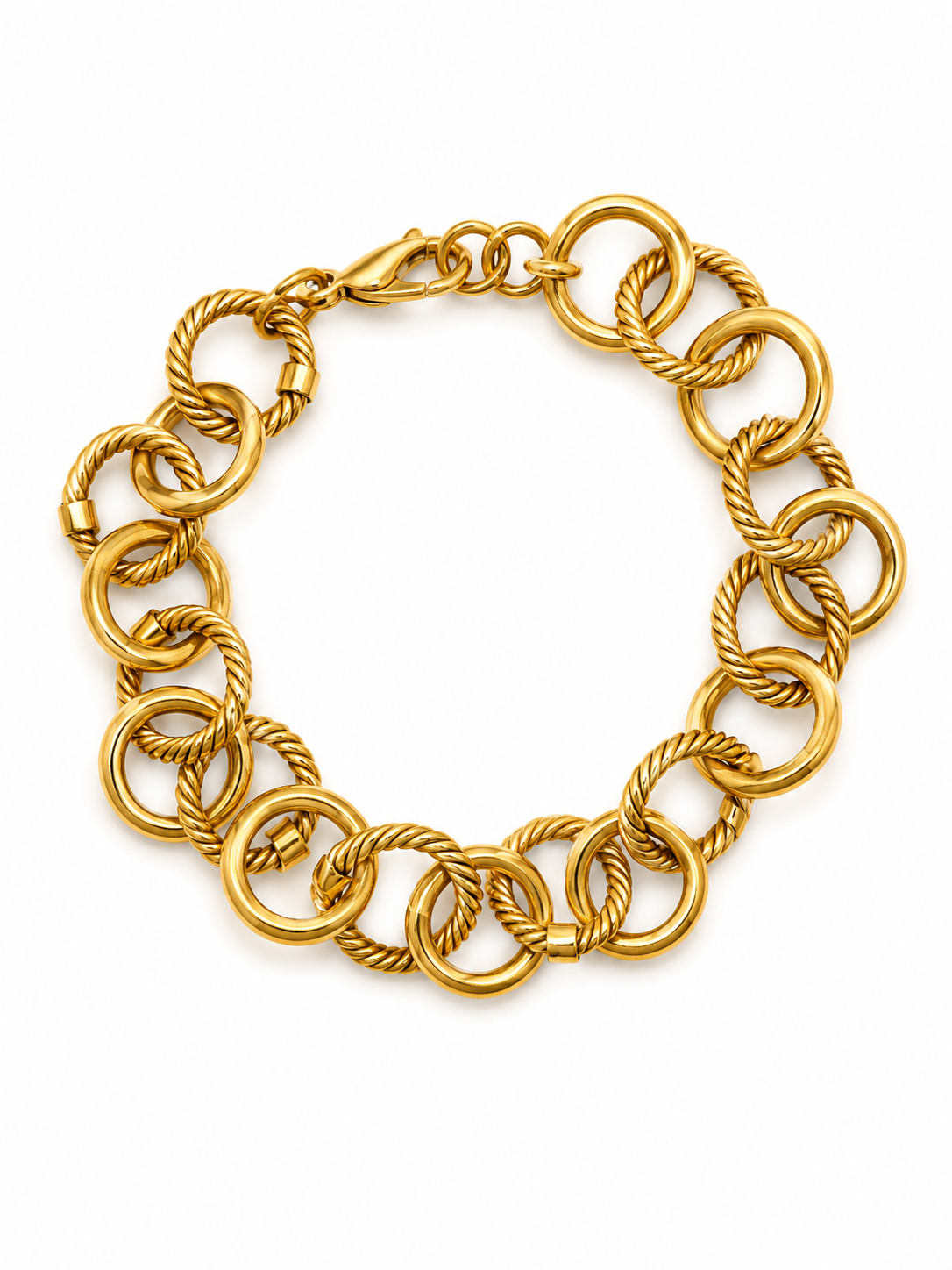 Dalila Heavy Gold Plated Fluted Link Bracelet