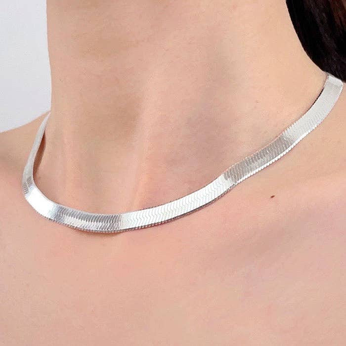 925 Sterling Silver Unisex Herringbone Chain 7mm Width