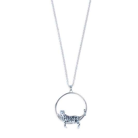 Silver Plated Snow Leopard Pendant