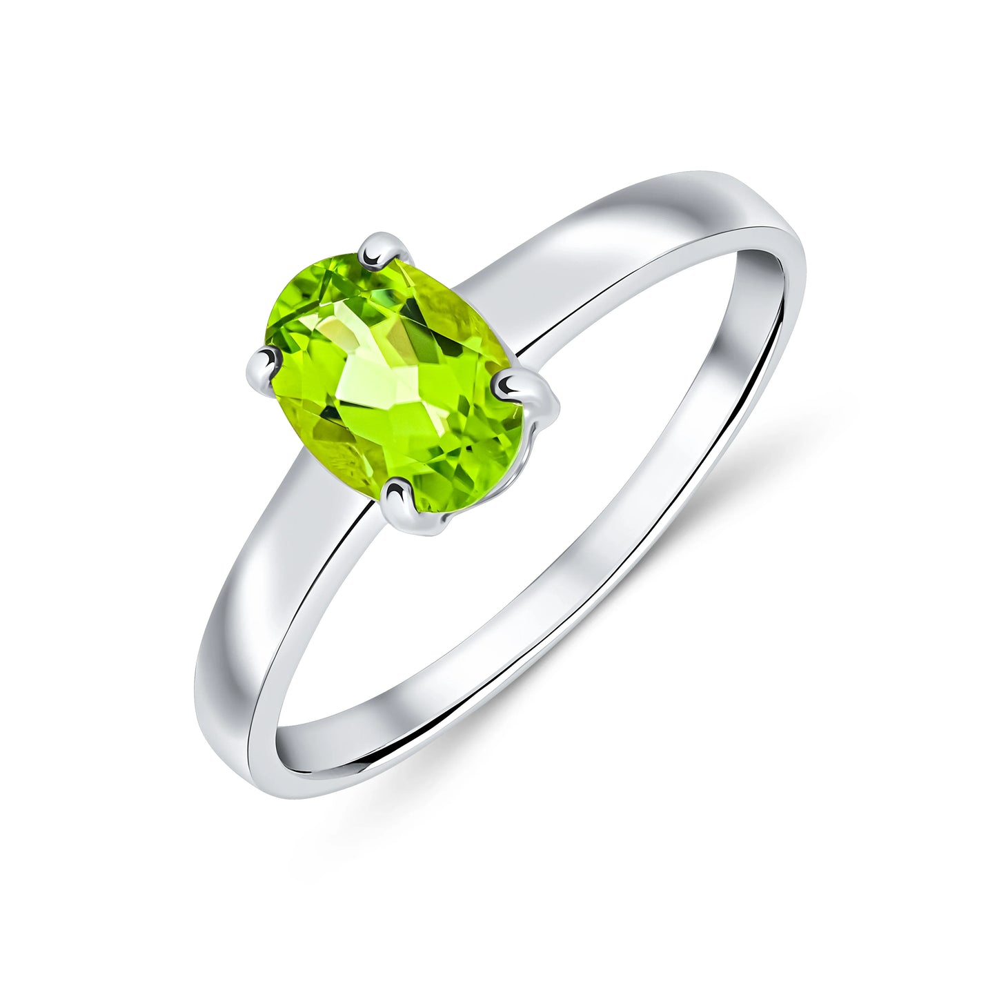 Oval Peridot Ring In9ct White Gold
