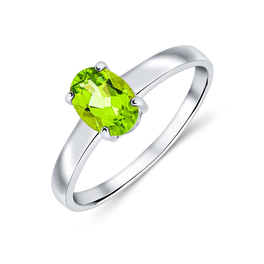 Oval Peridot Ring In9ct White Gold