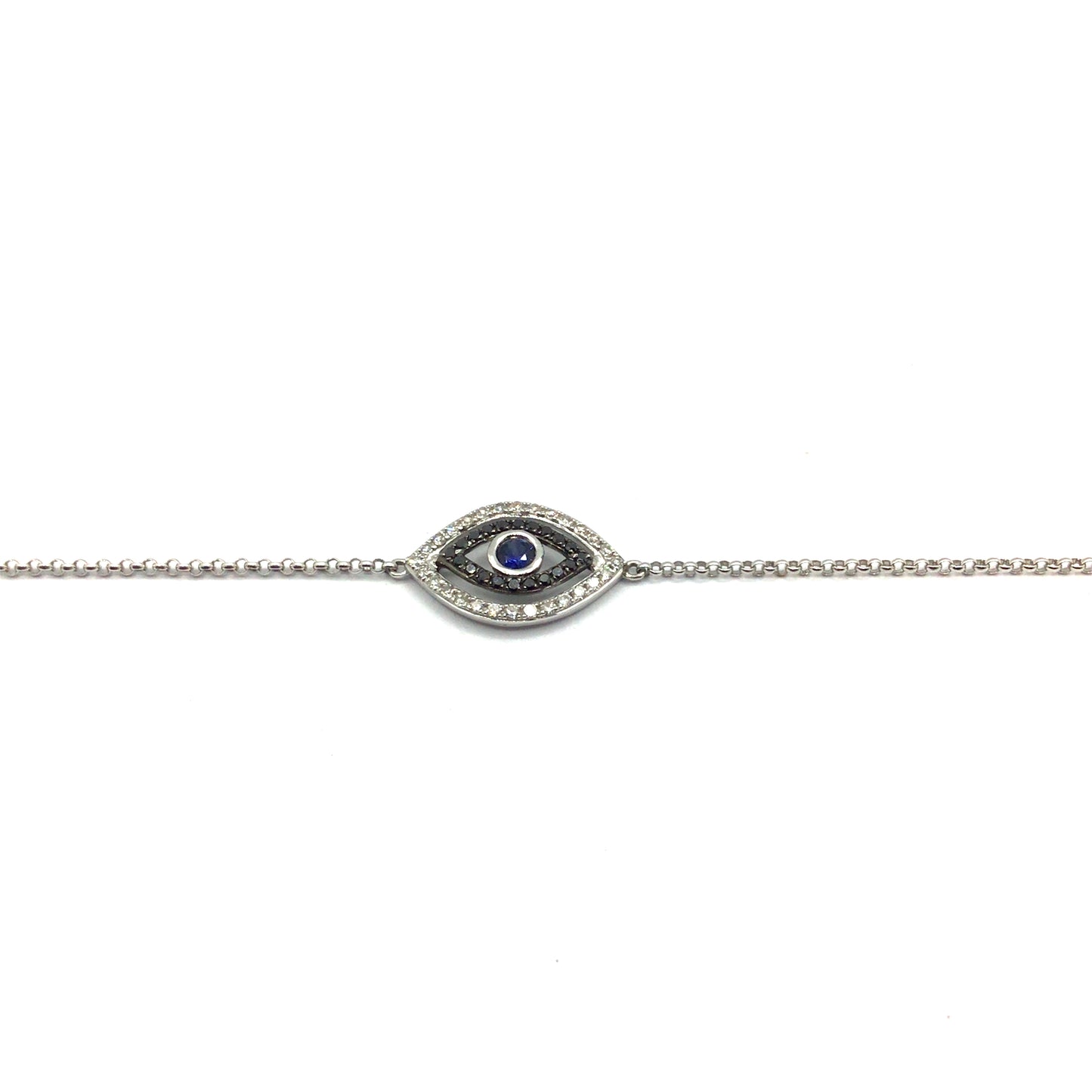 9ct White Gold Diamond Evil Eye Bracelet