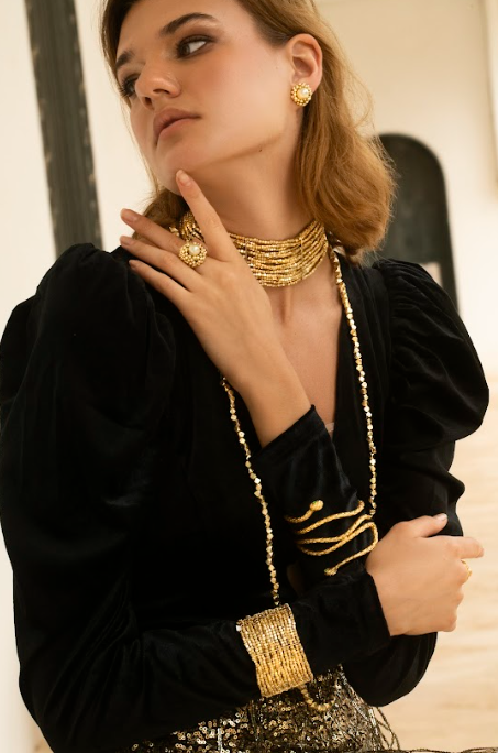 Gold Plated Heavy Choker Necklace Layered