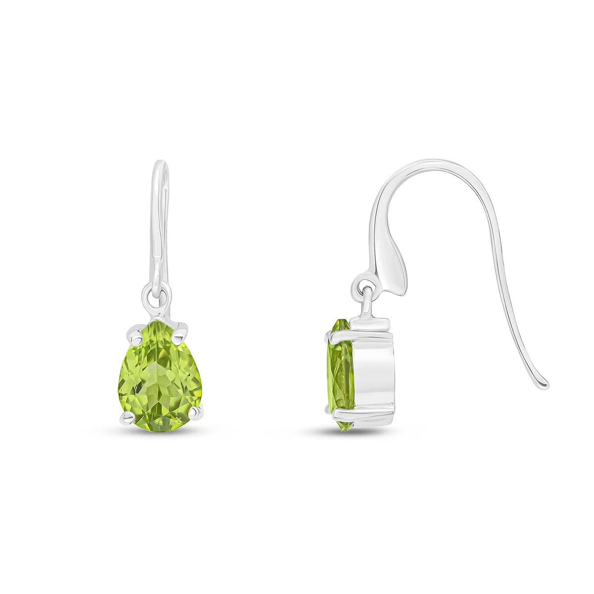 Peridot drop earrings in 9ct white gold