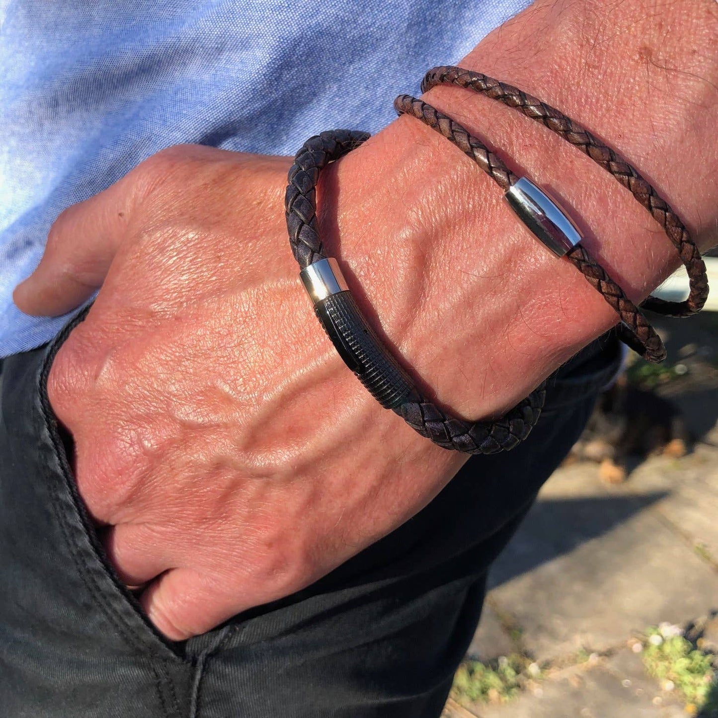 Ranger Fine Brown Leather Double Wrap Bracelet