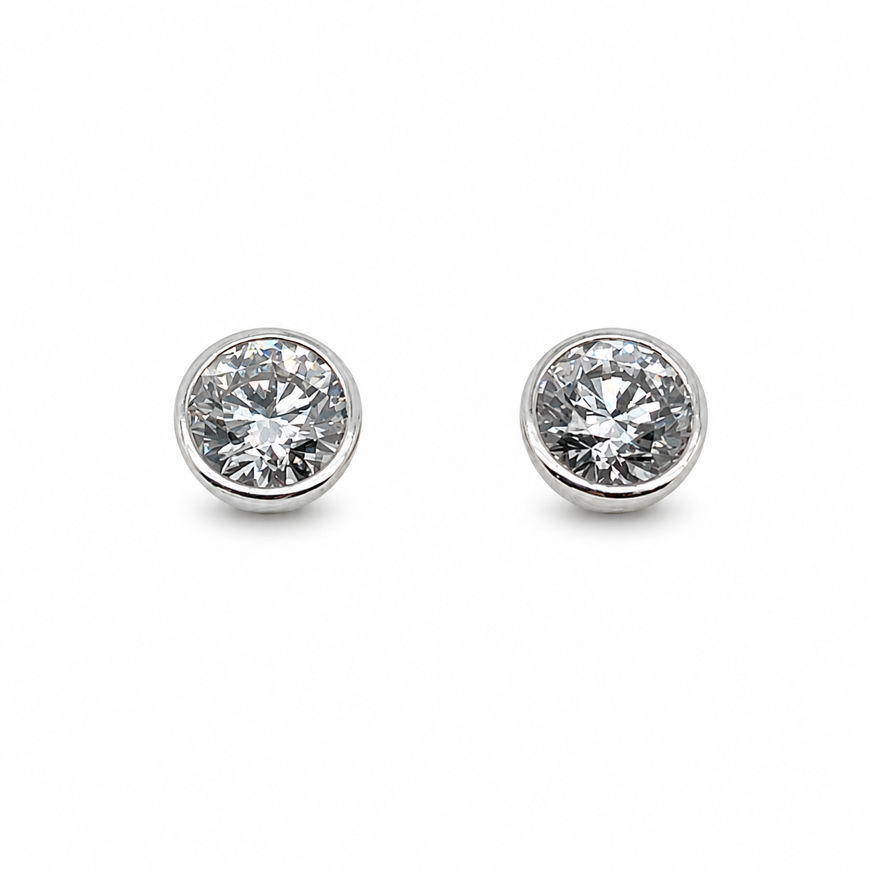 Besel Set Diamond Stud Earrings