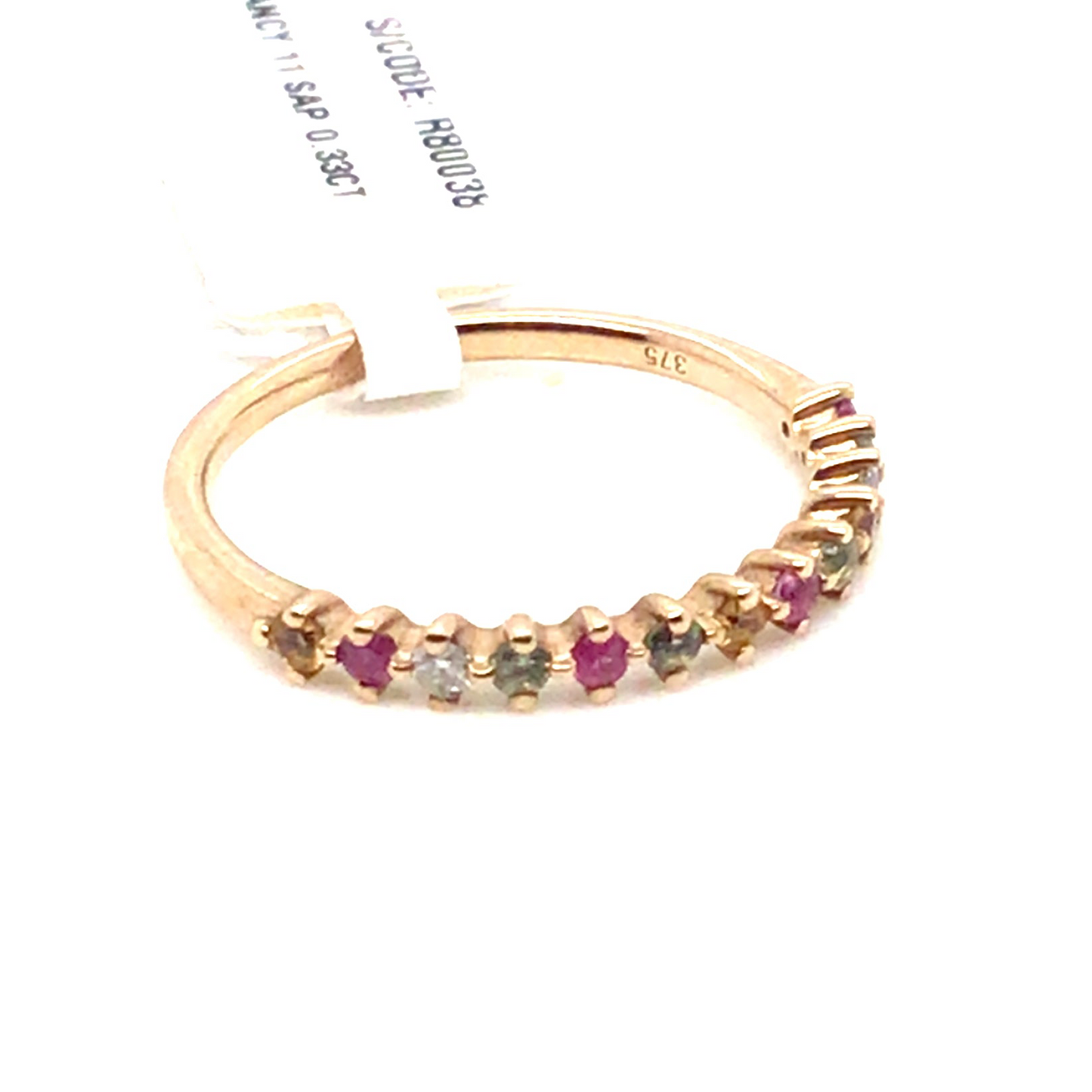 9ct Yellow Gold Multi Sapphire and Diamond Eternity Ring