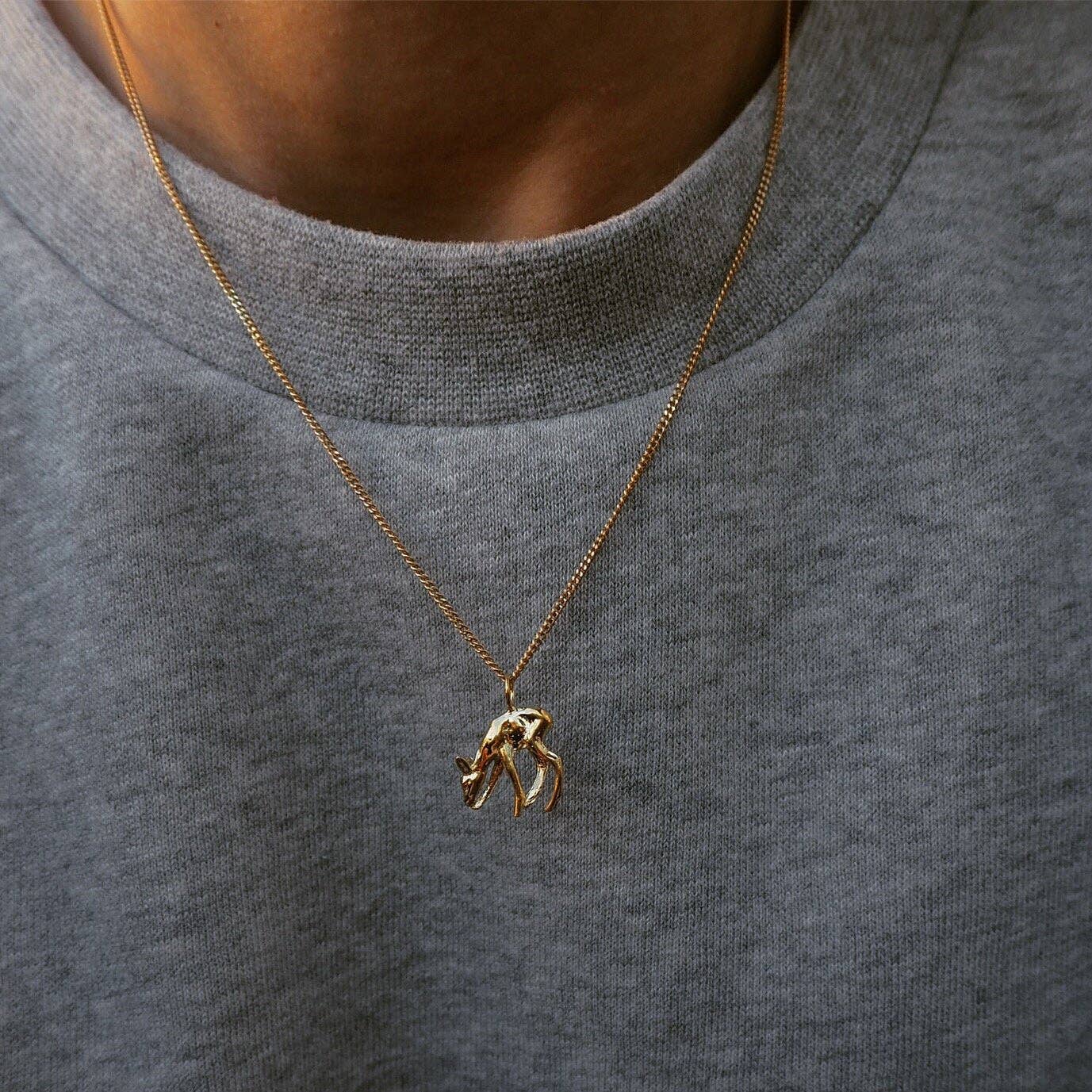 Sterling Silver Gold Plated Deer Necklace