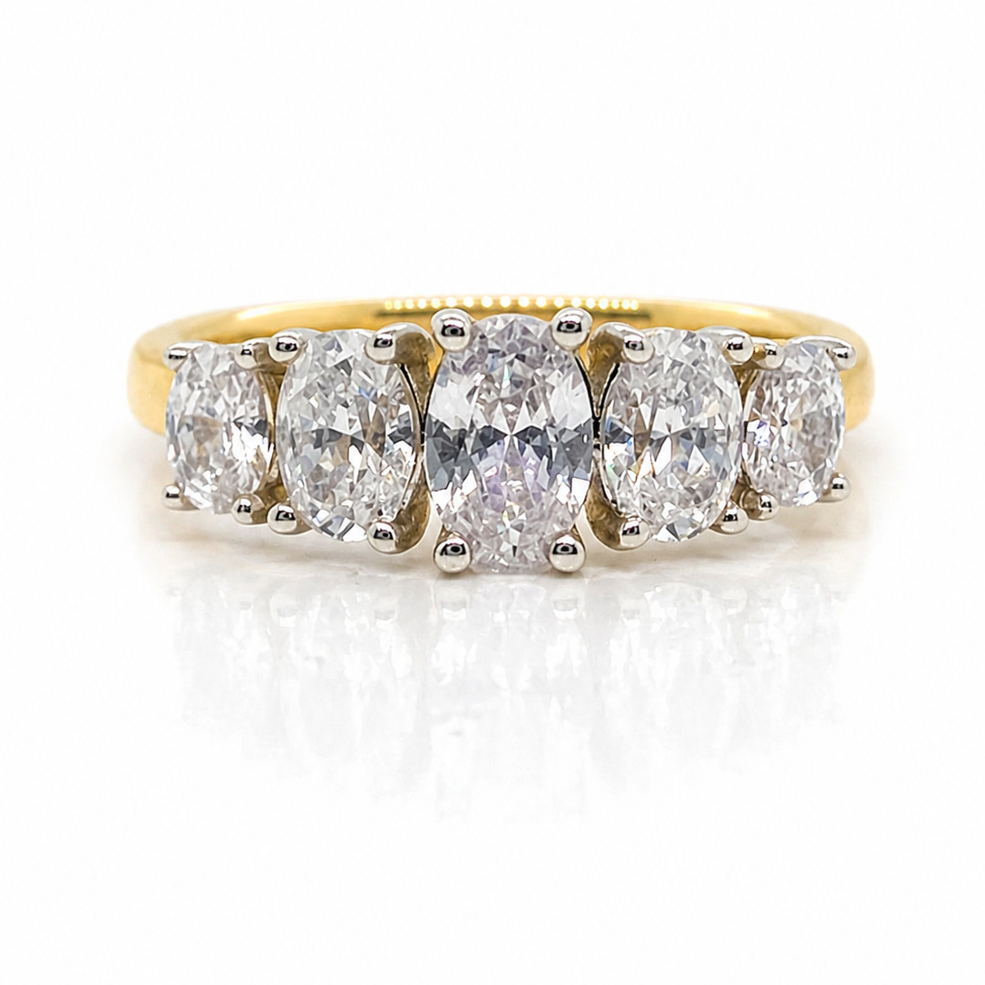 Five Stone Oval Diamond Claw Set Engagement Ring