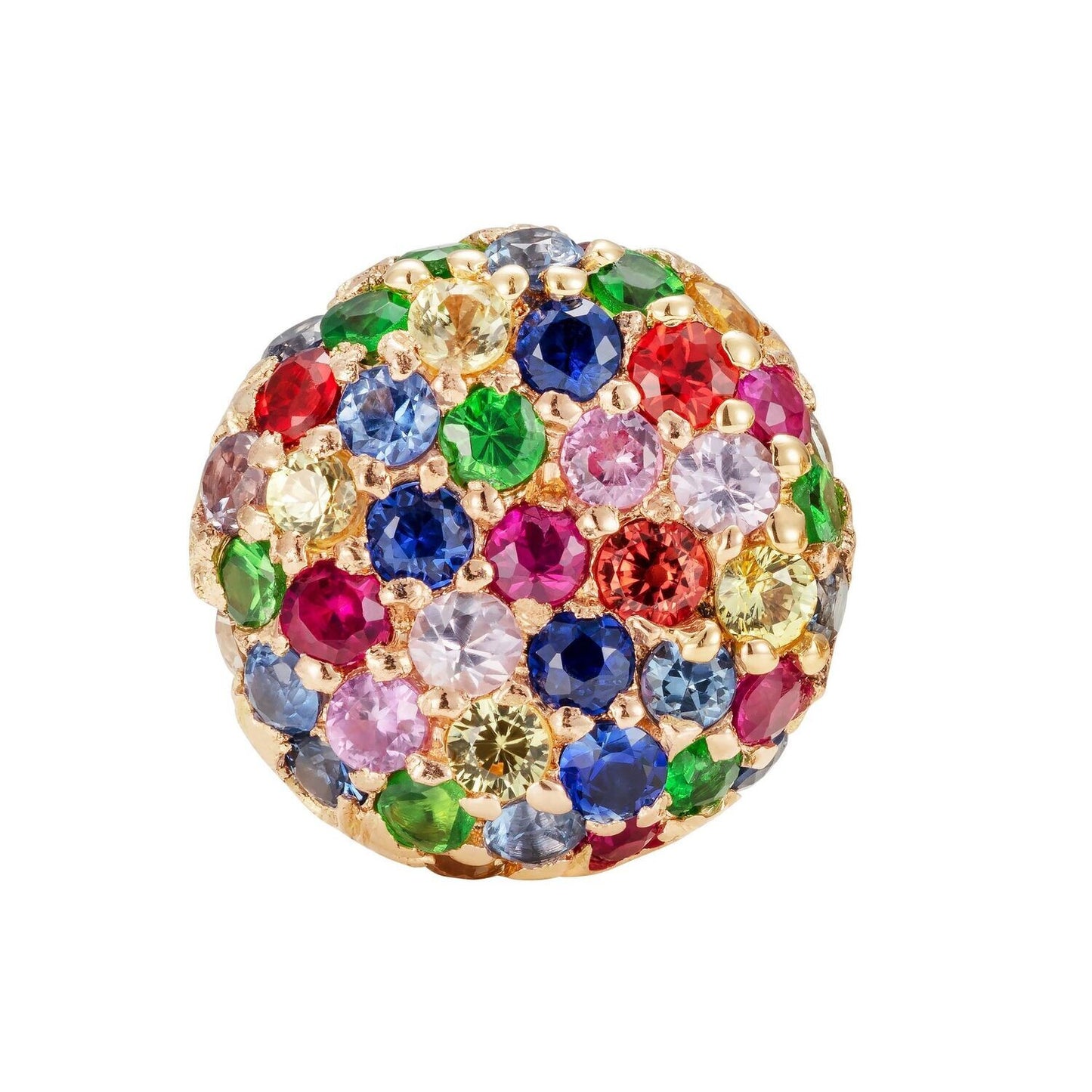 9ct Yellow Gold Sapphire, Ruby and Tsavorite Sprinkled Doughnut Earrings