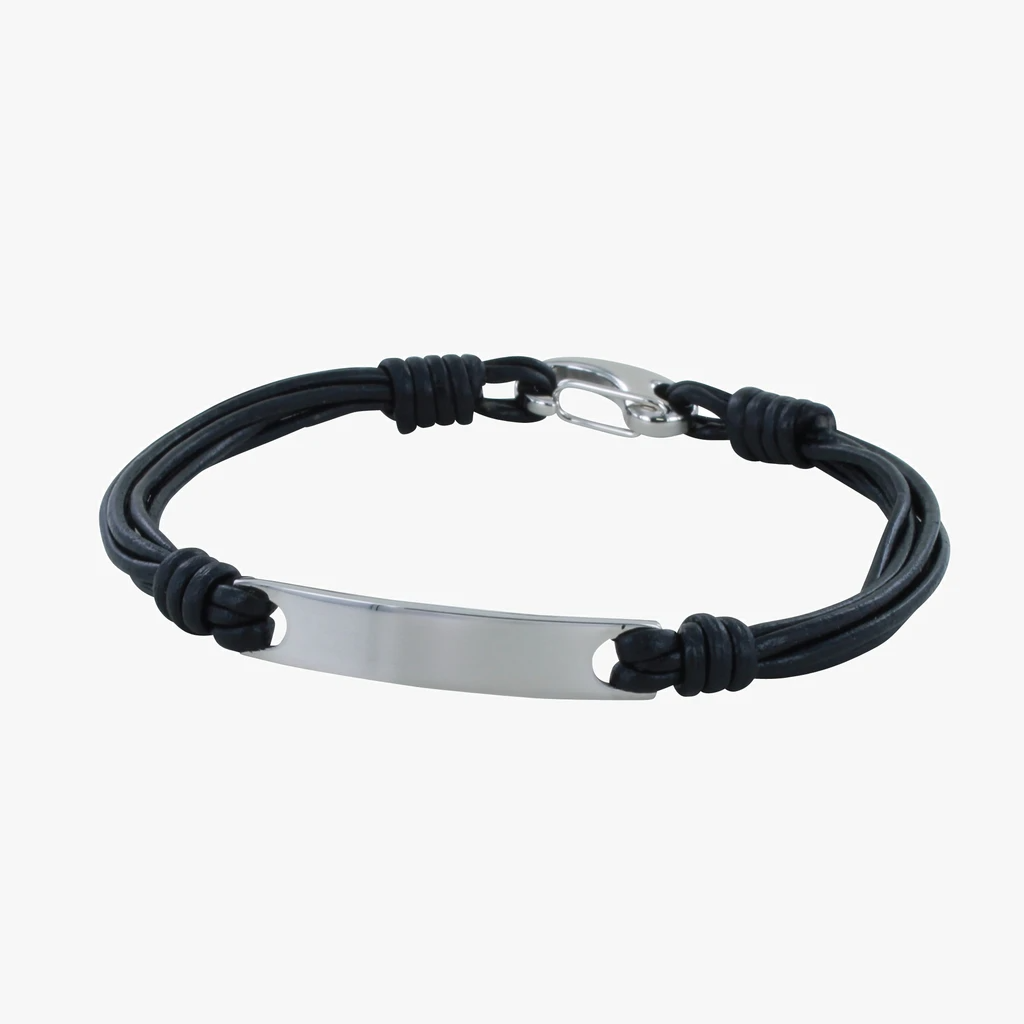 ID Black Leather Bracelet