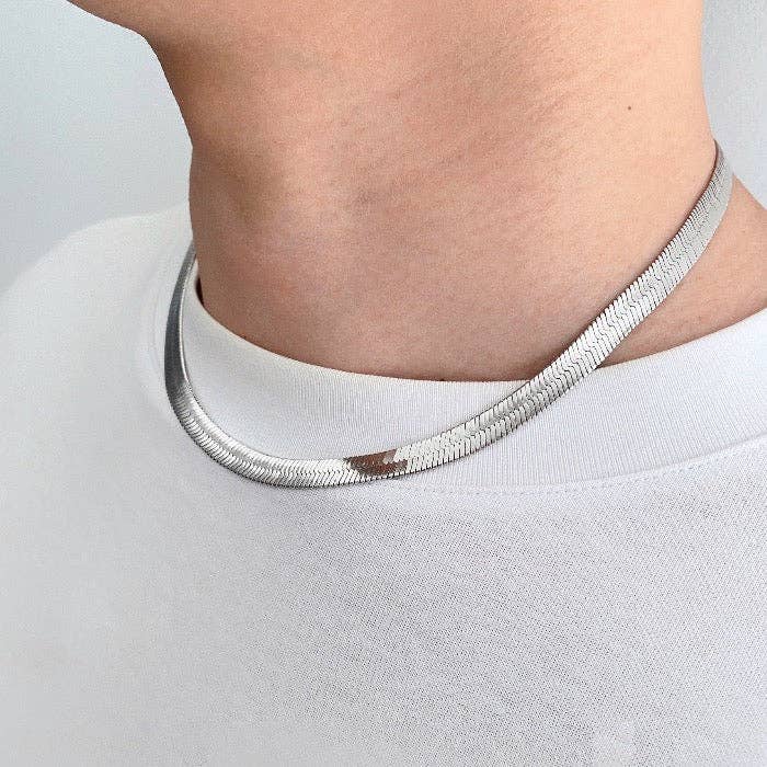 925 Sterling Silver Unisex Herringbone Chain 7mm Width