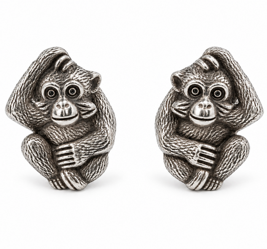 Sterling Silver Zodiac East Monkey Cufflink