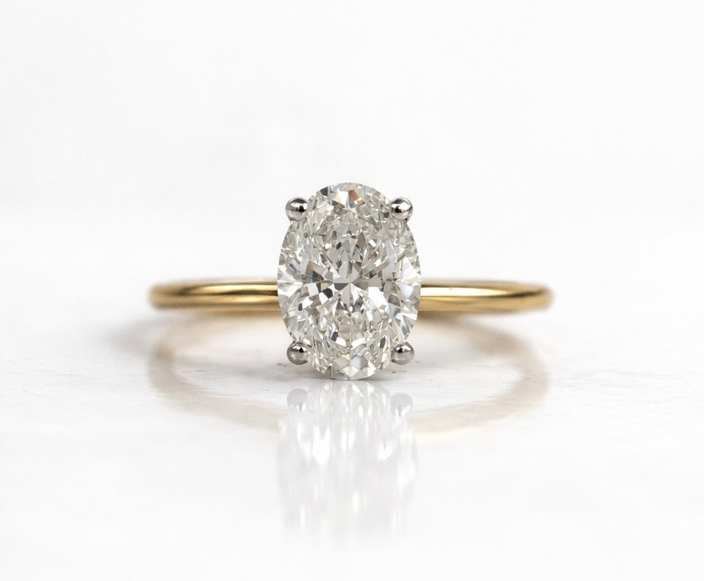 Oval Soliatire Engagement Ring 2.05ct in 9ct Yellow and White Gold