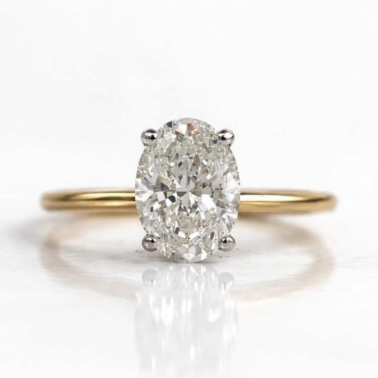 Oval Soliatire Engagement Ring 2.05ct in 9ct Yellow and White Gold