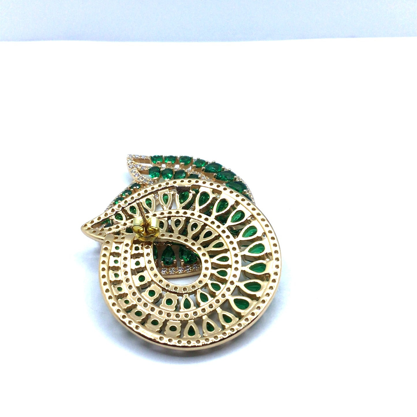 Lab Created Emerald Swirl, Gold Plated Statement Earrings