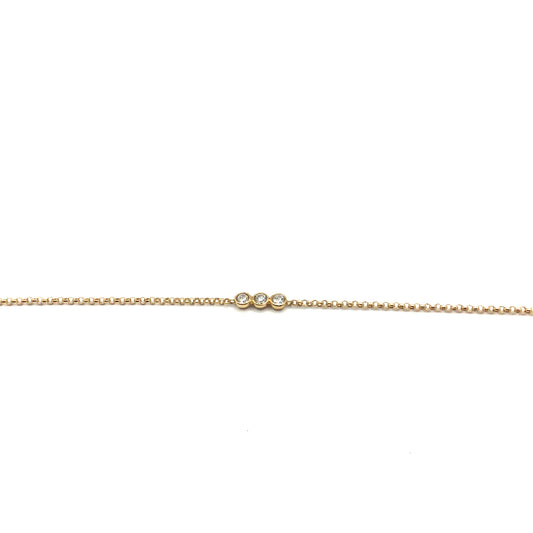 9ct Yellow Gold Diamond Besel Trio Bracelet