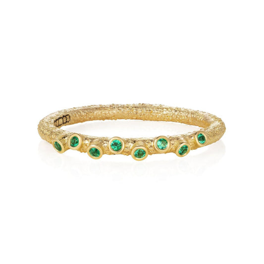 Emerald Nature Inspired Twig Ring in 18ct Yellow Gold
