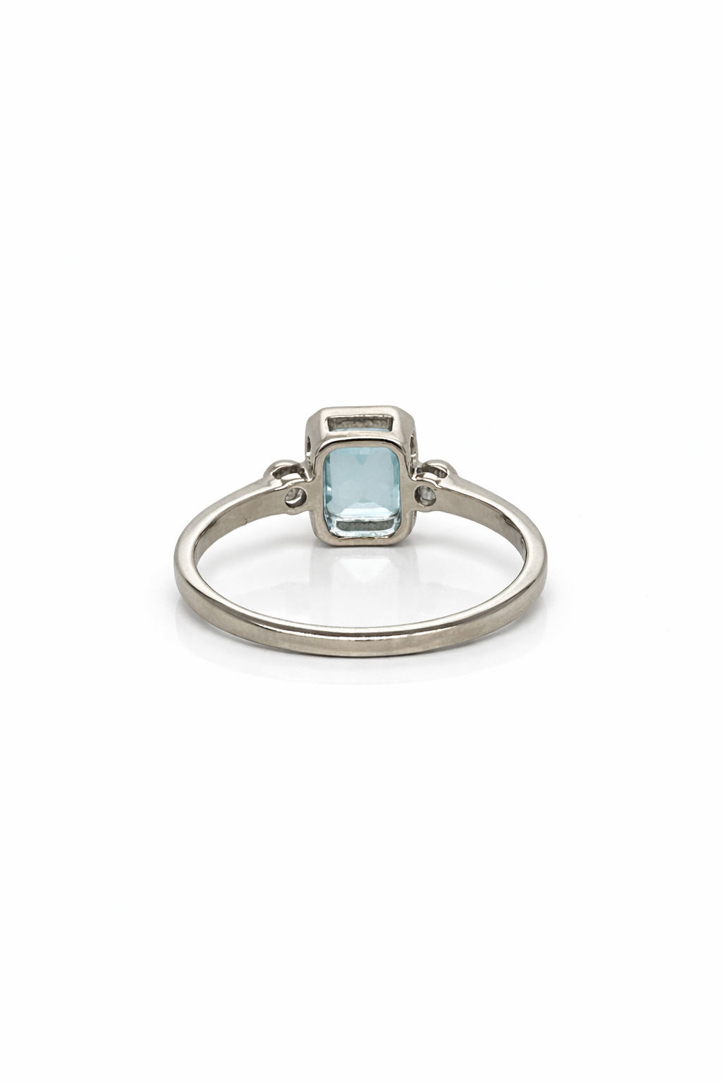 Emerald Cut Aquamarine and Diamond Ring in 9ct White Gold