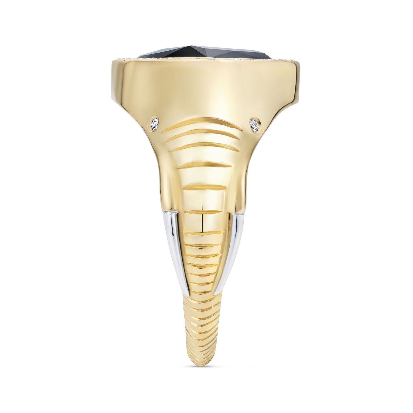 18ct Yellow Gold and Platinum Africa Elephant Sapphire Diamond Signet Ring