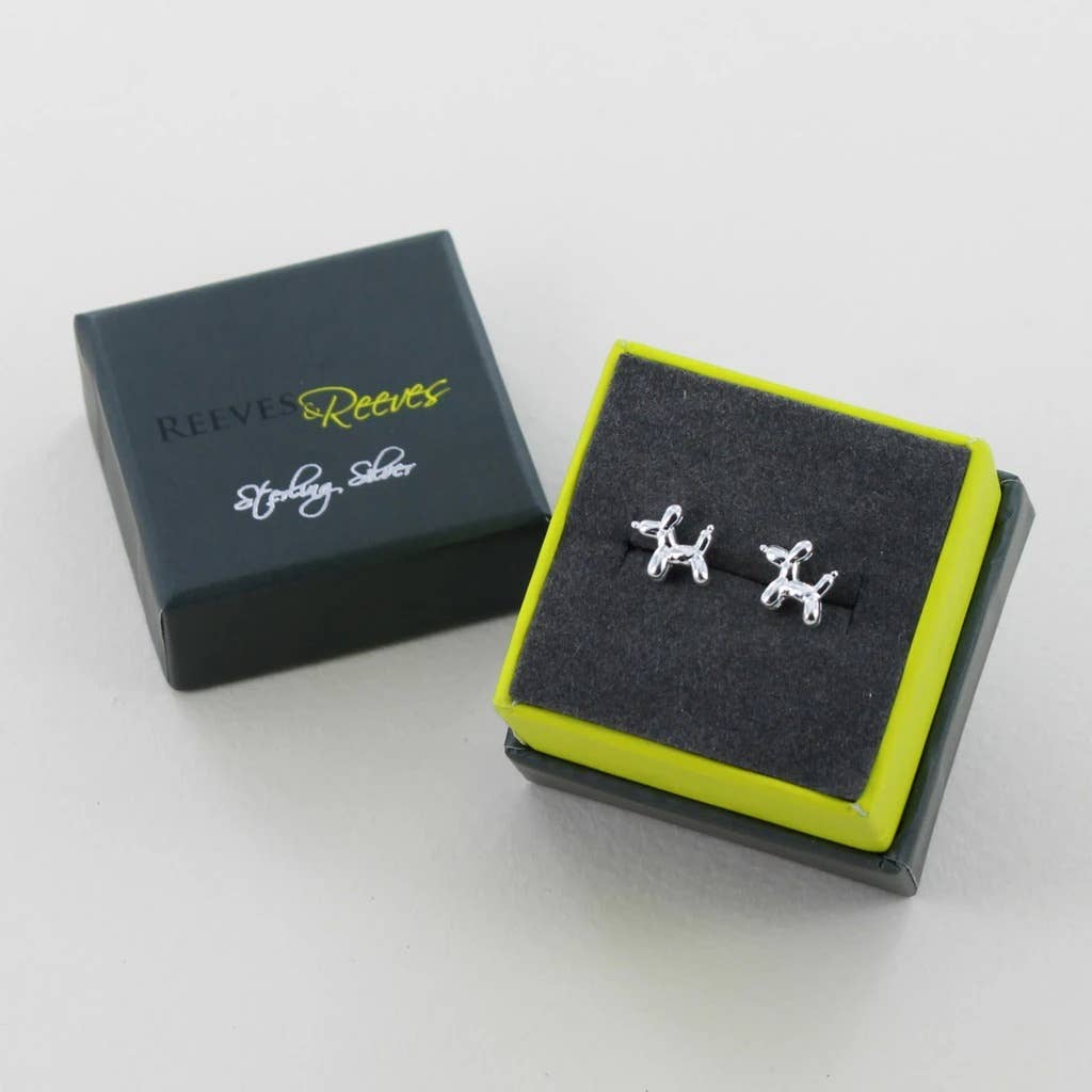 Sterling Silver Balloon Dog Stud Earrings