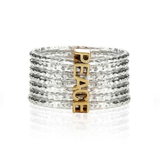 Sterling Silver "SPIN FOR PEACE" Stacking, Spinning Ring