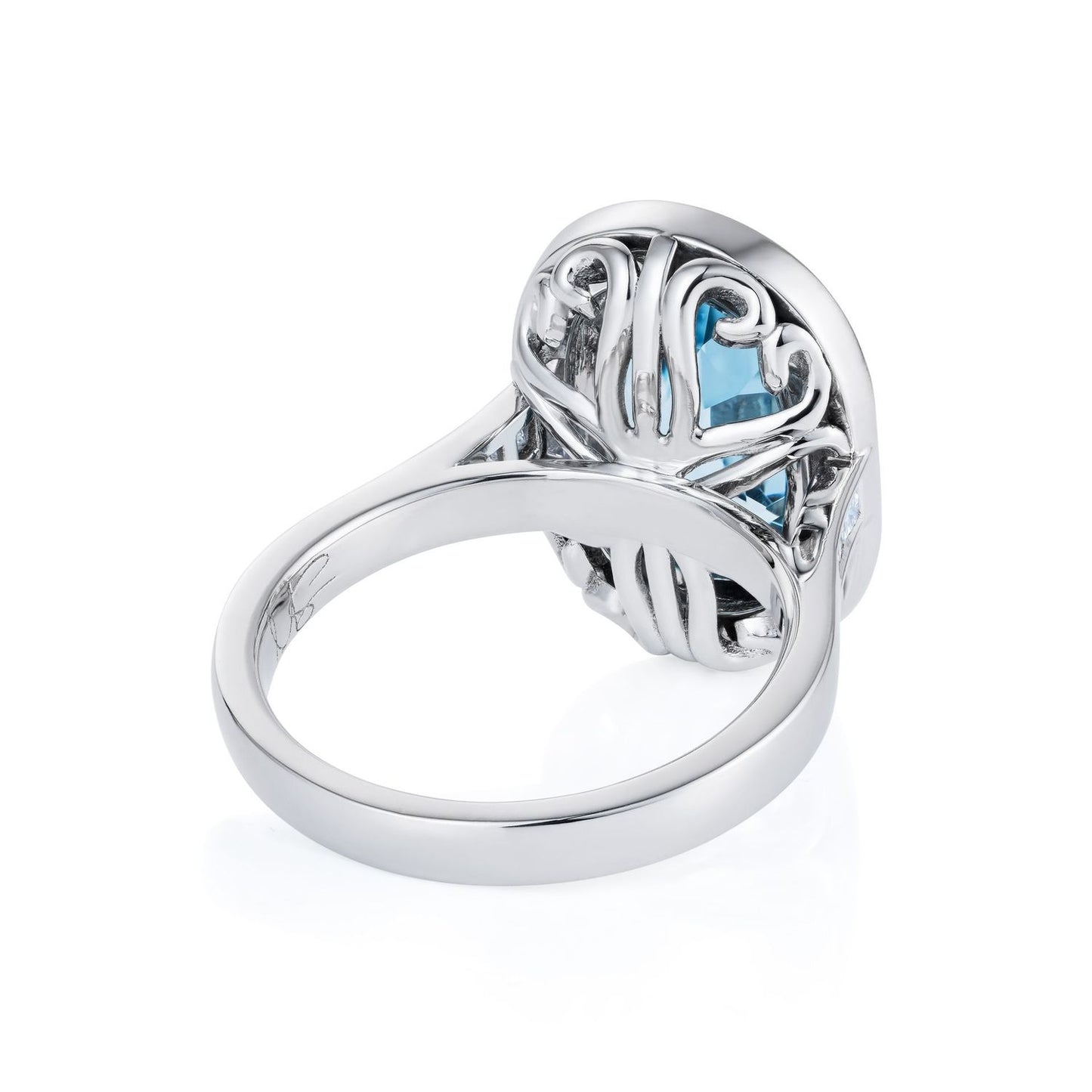 Aquamarine, Diamond and Turquoise Halo Ring Platinum