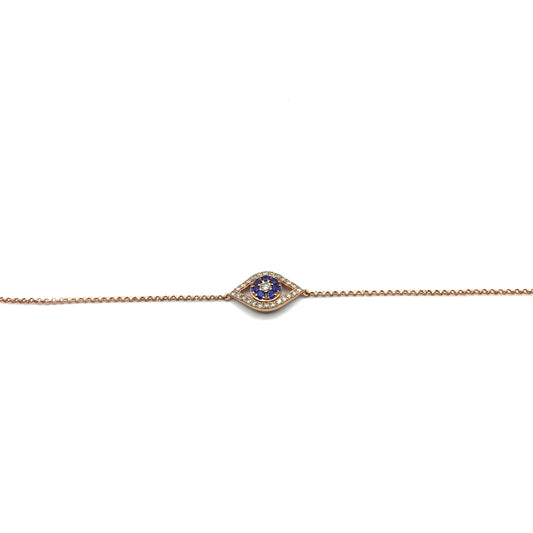 9ct Rose Gold Diamond Evil Eye Bracelet