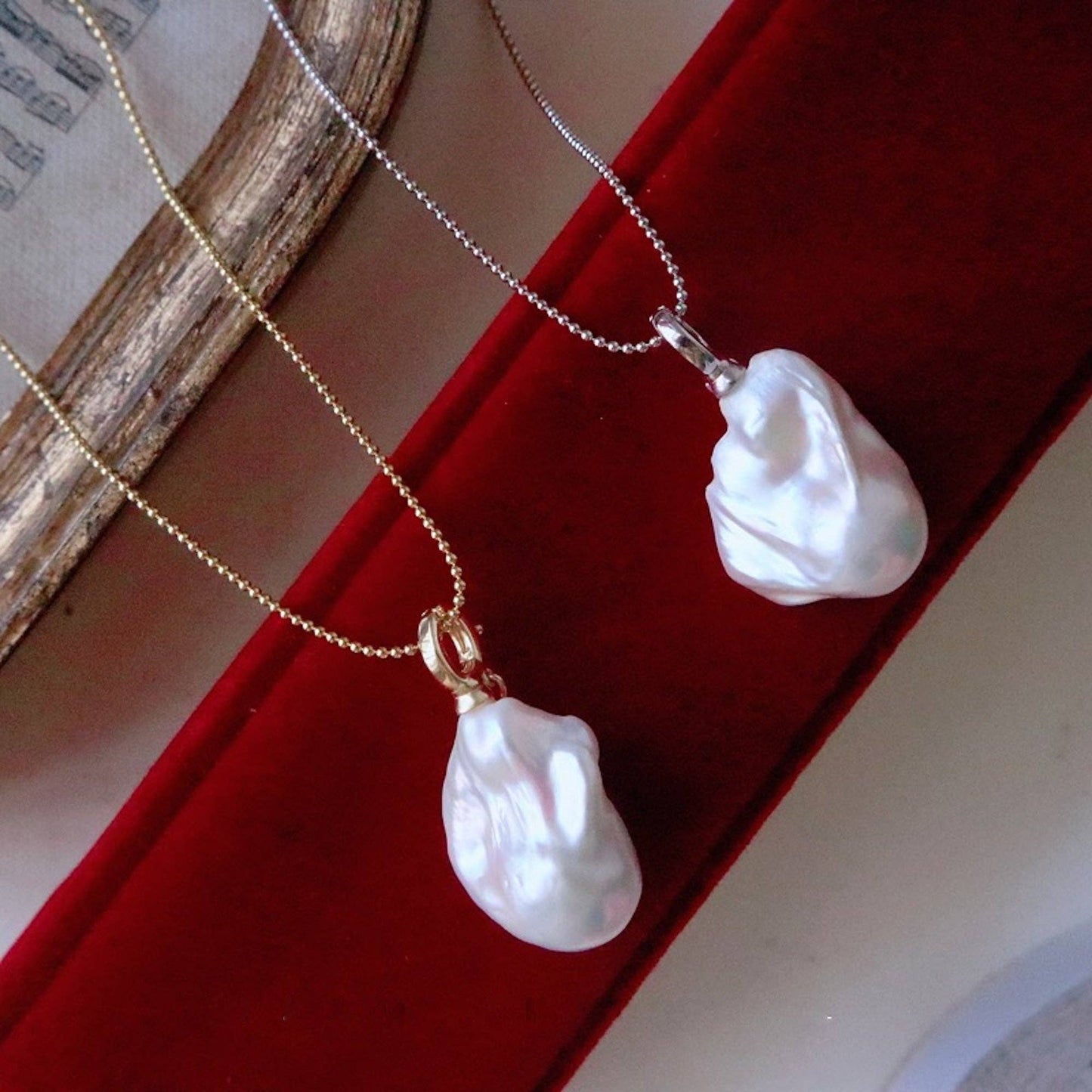 Large Baroque Pearl, 18ct Gold Vermeil on Sterling Silver Removable Pendant, small bail
