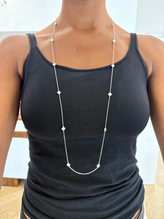 925 silver mother of pearl clover necklace