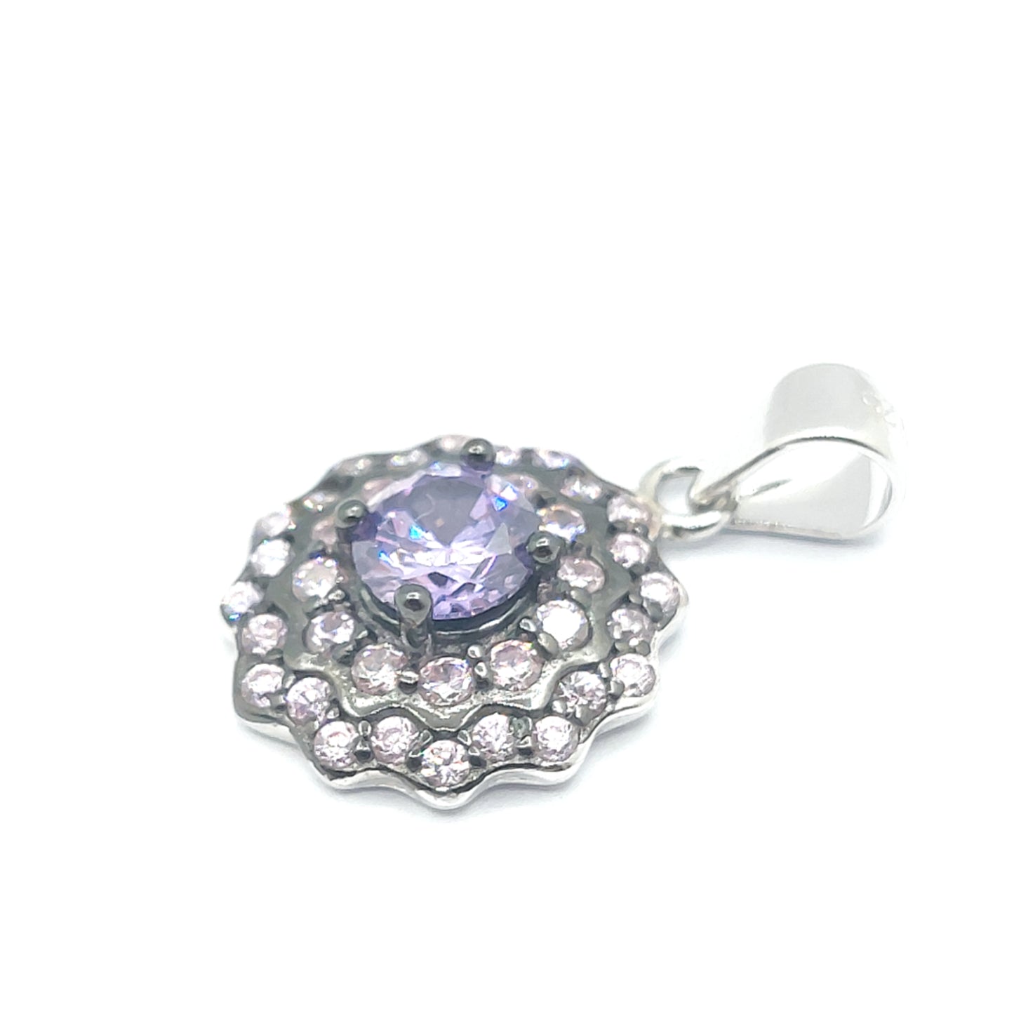925 silver Amethyst and Cubic zirconia pendant