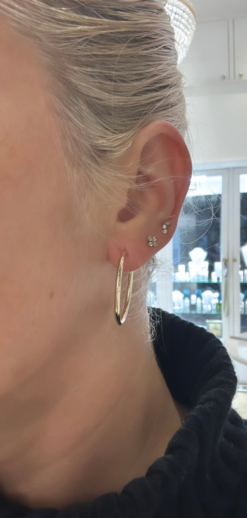 Yellow Gold 30mm Sleeper Hoop Earrings