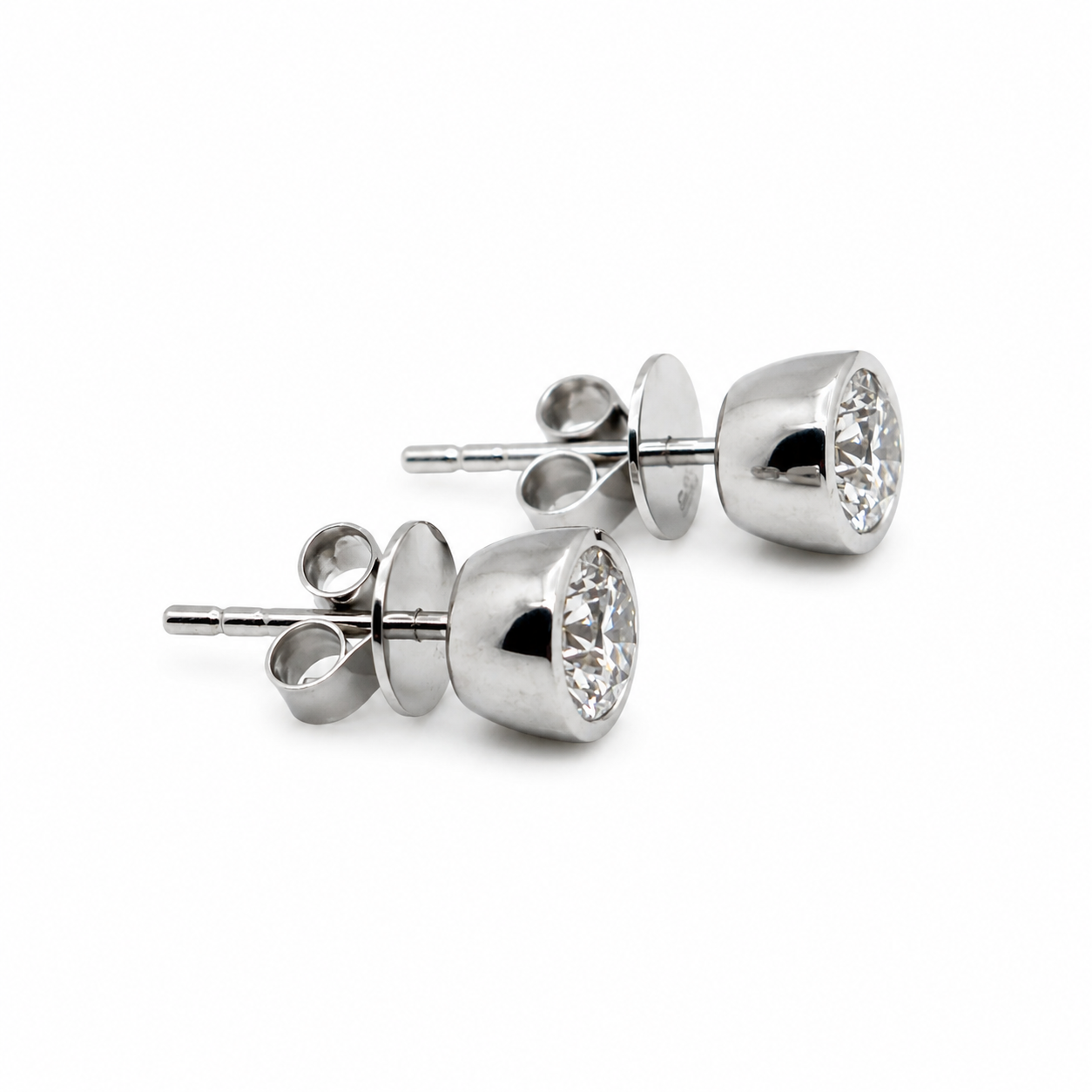 Besel Set Diamond Stud Earrings