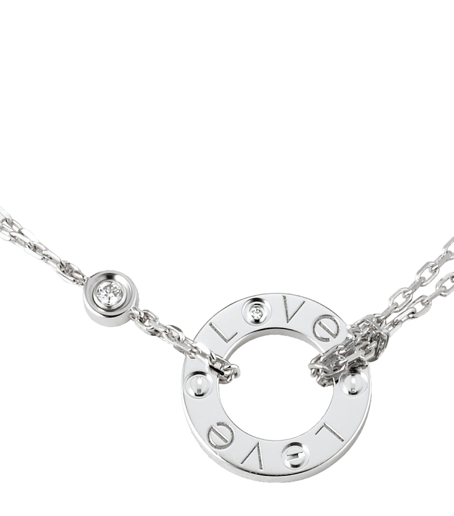 Cartier Love Pendant Necklace 2 Diamond 18ct White Gold Love Necklace