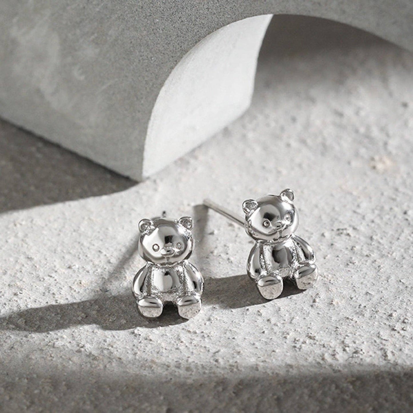 Sterling Silver Teddy Bear Earrings