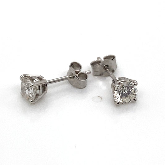 Natural 1.03 ct Brilliant Cut Diamond Earrings in Platinum